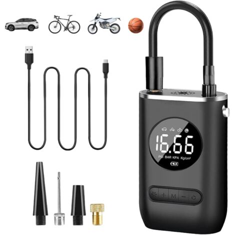 Gonfleur- Compresseur à Air Portatif, 4000mAh, LCD Numérique, 150PSI Type-C