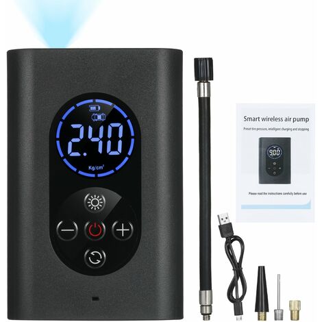 Gonfleur de pneu Compresseur d'air portable 150PSI Pompe à air électrique avec manomètre Lumière LED 4000mAh USB Rechargeable Power Bank Arrêt automatique pour balles de vélo de voiture et autres gonf