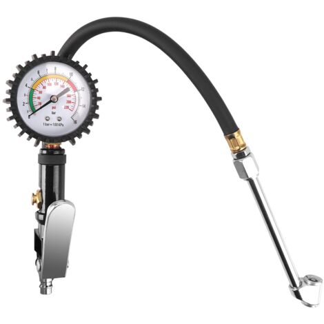 Gonfleur de pneus analogique avec manomètre 0-16 bar (220 psi) Gonfleur de pression d'air auto-serrant Connecteur d'air rapide Manomètre pression pneu haute précision voiture Moto Vélo Camion