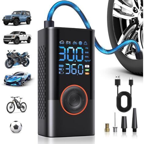 Gonfleur de pneus --- Compresseur d'air portable ---- Mini pompe à air portable sans fil --- Convient aux voitures, motos et vélos