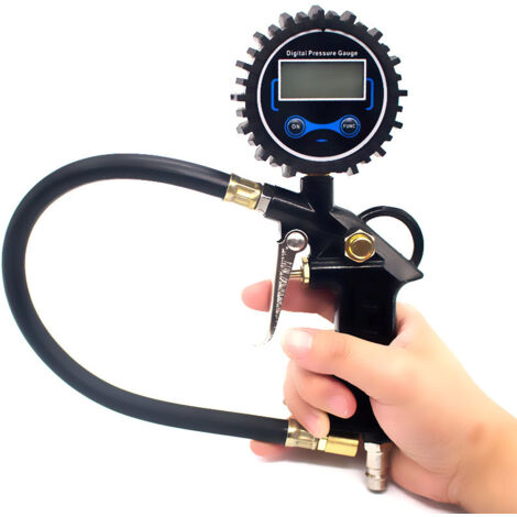 Gonfleur de pneus de voiture avec manomètre numérique, 200 PSI, mandrin d'air et tuyau