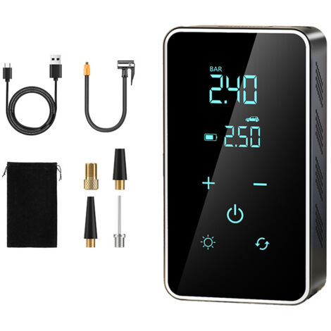 Gonfleur de pneus portable avec compresseur d'air – Pompe électrique sans fil 150 PSI avec manomètre numérique, écran tactile LED, arrêt automatique, lampe torche et 5 modes prédéfinis pour voitures,