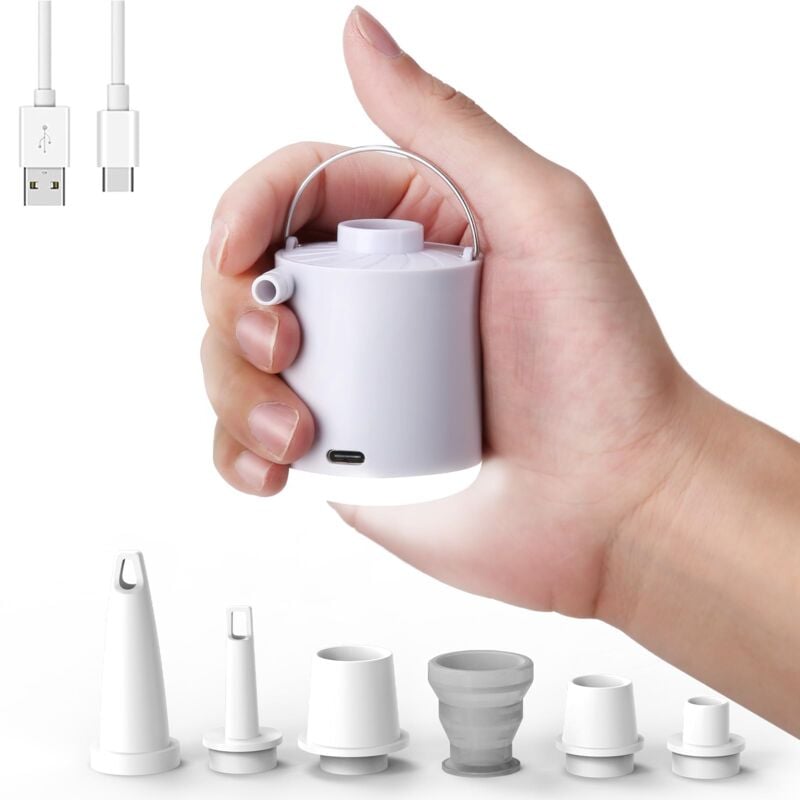Beijiyi - Gonfleur Électrique Rechargeable, Pompe à air Portable avec Lumière led, Gonfleur/Dégonfleur avec 5 Buses pour Matelas Gonflable, Piscine,