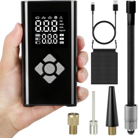 Gonfleur Pneu Voiture Électrique 150PSI, Pompe Vélo avec Arrêt Automatique et Lumière LED, 7.4V 4000mAh Portable pour Auto, Moto, Vélo, E-Bike et Ballons, Recharge USB-C