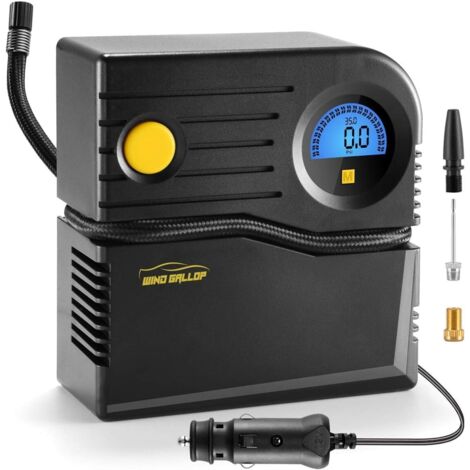 Gonfleur pneus Voiture 12V Mini Compresseur Voiture Compresseur à Air Portatif Pompe de pneu de Voiture Allume Cigare Electrique Pompe A Velo avec Manomètre et Adaptateurs de Valve (bleu)