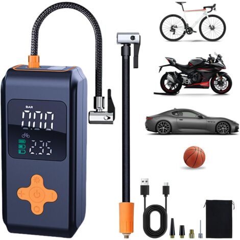 Gonfleur Pneus Voiture, Compresseur à Air Portatif 12 V CC, Voiture De 150 psi et Lumière LED Numérique, Pneu a Electrique Rechargeable USB-C, pour Vélo, Moto -