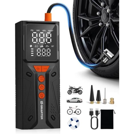 Gonfleur Pneus Voiture sans Fil 150 PSI,  avec Arrêt Automatique, Compresseur à Air Portatif pour Voiture, Vélo et Autres Gonflables