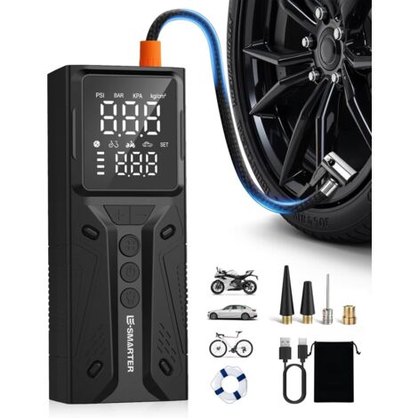 Gonfleur Pneus Voiture sans Fil, 150PSI  Protection Contre Le Surgonflage, Inflation Rapide Compresseur À Air Portatif, Compresseur Voiture pour Pneus, Autres Gonflables
