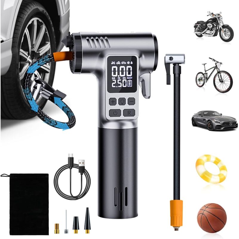 Gonfleur Pneus Voiture sans Fil, Compresseur à Air Portatif 4000mAh,150PSI, avec éclairage LED, Marteau de Sécurité, 5 Modes,Compresseur Voiture