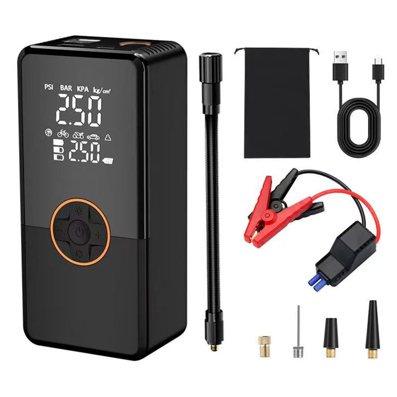 Gonfleur Pneus Voiture Sans Fil, Compresseur à Air Portatif Sans Fil 150 PSI avec LED, Arrêt Automatique, Batterie Rechargeable 6000mAh, Mini Pompe à