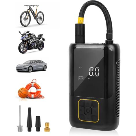 Gonfleur Pneus Voiture sans Fil Mini Compresseur à Air Portatif 150 PSI 4000mAh Pompe Électrique avec Lamp LED, pour Vélo, Moto, Balle -