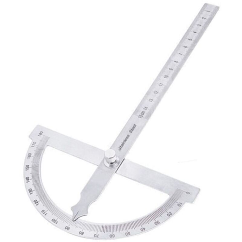 Goniometer - 180-degree semicircle - Single-arm stainless steel protractor for woodworking
