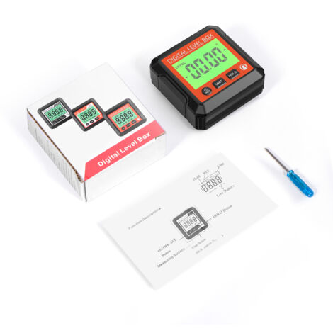 Goniomètre Digital avec Base Magnétique - JD10 - ABS - Porte-à-faux Précis - Mesure Angle et Inclinaison jusqu'à 180° - Résolution 0.05° - 57mm - Rouge, Noir ou Blanc