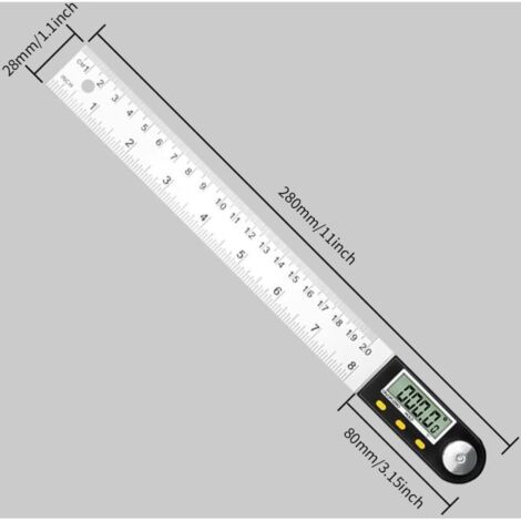 Goniometro digitale CSPARCV, misurazione angolare da 0° a 360°, misuratore angolare in acciaio inossidabile con display LCD, righello in acciaio inossidabile per lavorazione del legno, compiti a casa,