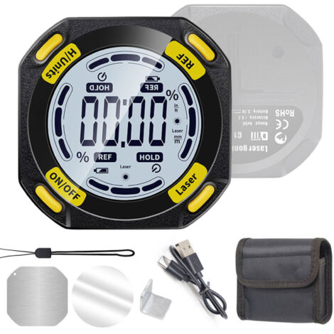Goniometro versatile, livella magnetica a 5 lati, inclinometro digitale 490°, schermo LCD, misuratore dipolare commutabile a 4 unità.