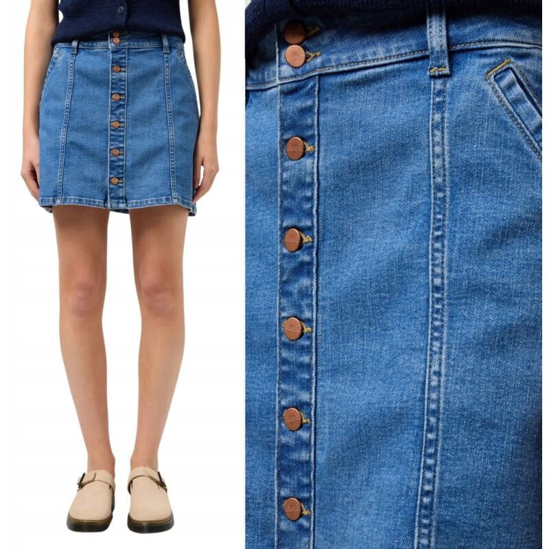 Image of Gonna corta in denim Wrangler, aperta sul davanti, taglia M
