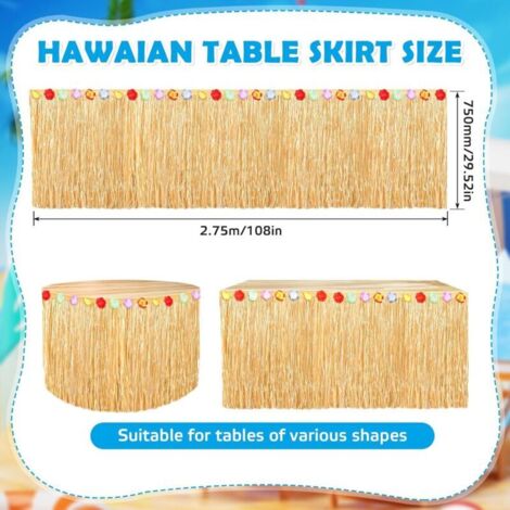 Gonna da tavolo hawaiana, decorazioni per feste hawaiane, gonna da tavolo con fiori multicolori per barbecue, festa in maschera, festa estiva in spiaggia e giardino tropicale.