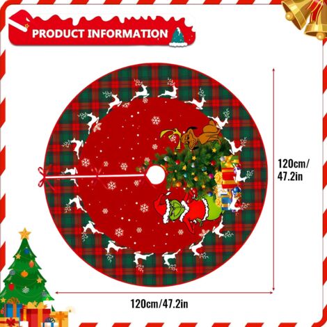 Gonna natalizia 120 cm, copertura rossa per albero, gonna rotonda per albero, tappetino decorativo per albero di Natale e casa