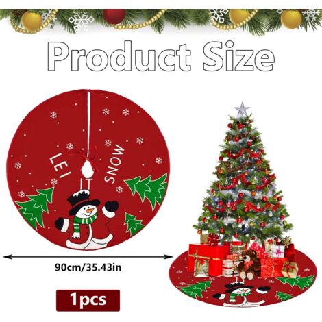 Gonna per albero di Natale 90 cm, Copertura per base albero di Natale, Gonna per albero, Tappetino grembiule rosso, Tappetino per albero di Natale, Copertura per base albero di Natale, Adatto alla mag