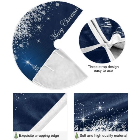 Gonna per albero di Natale a forma di fiocco di neve blu, copertura per base albero di Natale per decorazione domestica - 90 cm