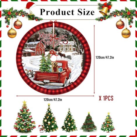 Gonna per albero di Natale da 120 cm - Base rotonda per albero rossa con motivo a cane per decorazioni natalizie