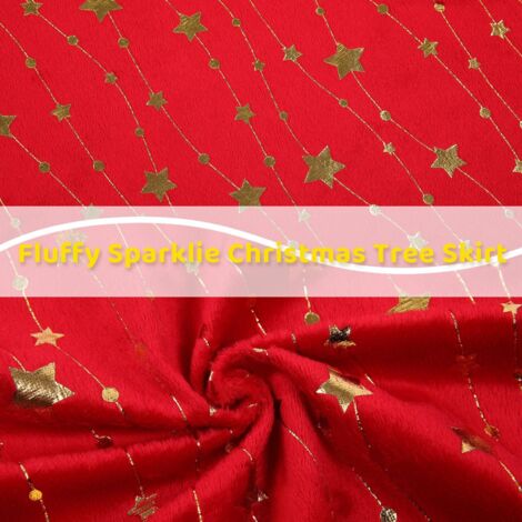 Gonna per albero di Natale rossa con stelle dorate - Gonna per albero per decorazioni natalizie per la casa, 90 cm