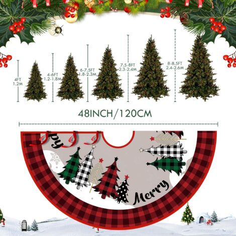 Gonna per albero di Natale rotonda da 120 cm / 48 pollici, base per albero di Natale, tappetino per albero di Natale per decorazioni per albero di Natale