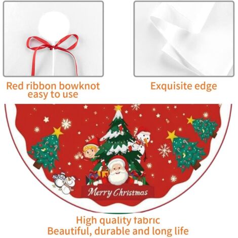 Gonna per albero di Natale, tappetino per albero di Natale da 90 cm, copertura per base albero di Natale, gonna per albero di Natale per decorazioni natalizie e feste 10