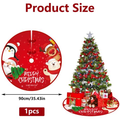 Gonna rotonda per albero di Natale da 90 cm, gonna per albero di Natale, tappetino Merry Christmas, gonna per albero di Natale, base per albero di Natale per decorazioni natalizie