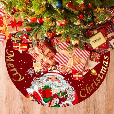 Gonna vintage per albero di Natale con Babbo Natale - 120 cm, rossa, decorazione natalizia vintage per uso interno ed esterno