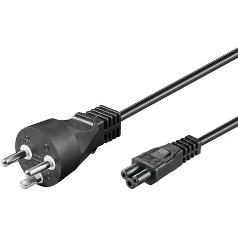 Goobay 30857 - Câble (2 m, mâle/femelle, fiche type K, coupleur C5, 250 V, noir)