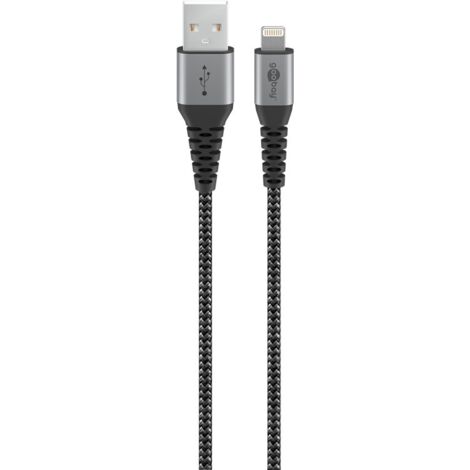 Goobay 49269 cable de conector Lightning 2 m Negro, Gris