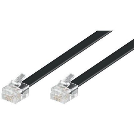 Goobay 50321 - RJ-12 Cable Telefónico de 3m para teléfonos fijos/Enchufe de Fax, Modem, Rúter, Internet/Conector Modular Negro