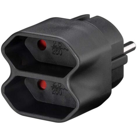 Goobay 51002 Adattatore per Presa di Corrente, Nero