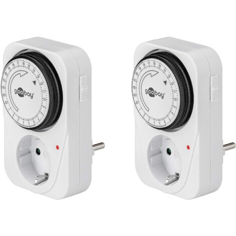 Goobay 55538 Interruttore orario analogico per interni - interruttore orario per prese - ciclo di 15 minuti regolabile - controllo LED - set di 2 - Versione Tedesca