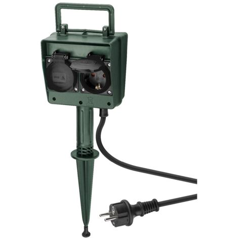 Goobay 55943 - Presa da giardino a 4 prese, specifica per uso esterno, protezione dagli spruzzi d'acqua IP44 (Versione tedesca)