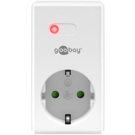 goobay 58690 - Toma de corriente inalámbrica con protección de contacto interior – Toma de corriente para enchufe – Alcance de 30 m – Control LED – Máximo 1100 W, color blanco