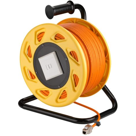 Goobay 58938 Avvolgitore di cavo di rete 90m Cavo Cat 7A esterno RJ45 Presa Keystone Cavo di rete Avvolgitore di cavo di rete Cavo di prolunga 90m Arancione