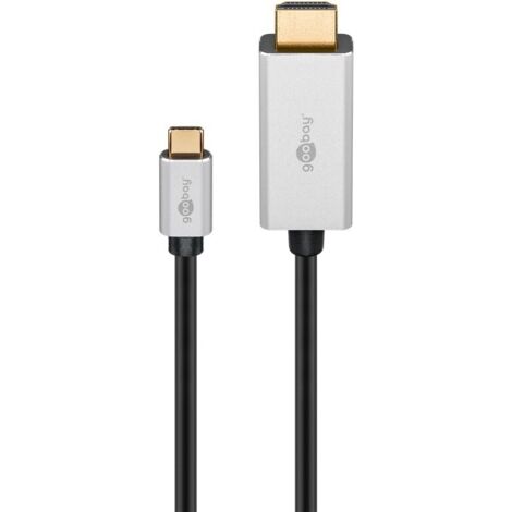 Goobay 60174 adaptador de cable de vídeo 2 m USB Tipo C HDMI tipo A (Estándar) Negro, Plata