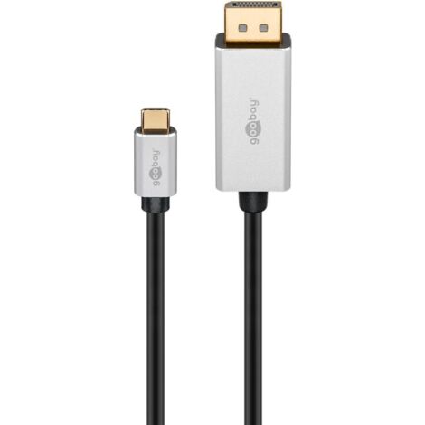 Goobay 60176 adaptador de cable de vídeo 2 m USB Tipo C DisplayPort Negro, Plata