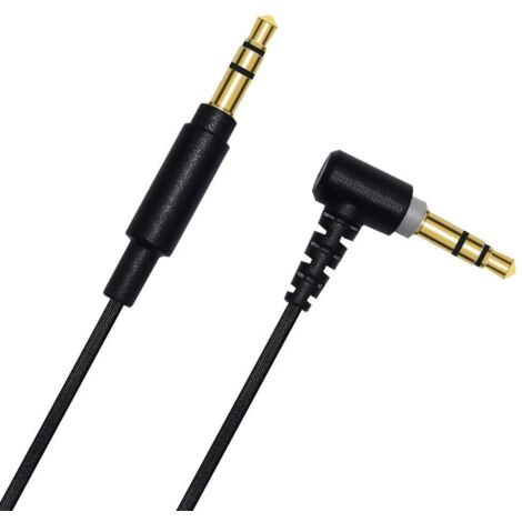 Goobay 67783 Cable de toma de audio AUX, 3,5 mm estéreo de 4 clavijas delgado, CU, con ángulo de 90° - enchufe de 3,5 mm (4 clavijas, estéreo) a enchufe de 3,5 mm (4 clavijas, estéreo) - 1m