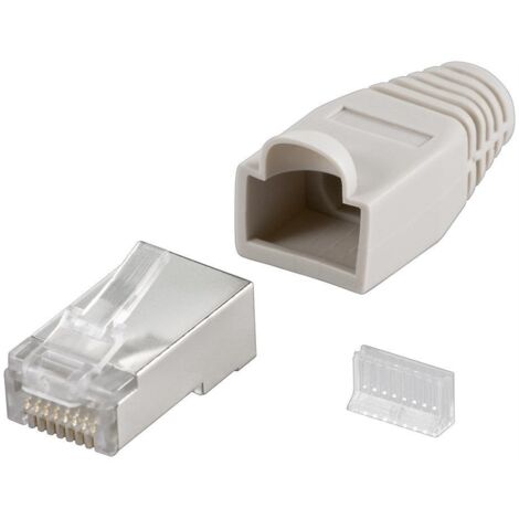 Goobay 68746 Prise RJ45, CAT 5e STP blindée avec manchon anti-traction, gris Goobay