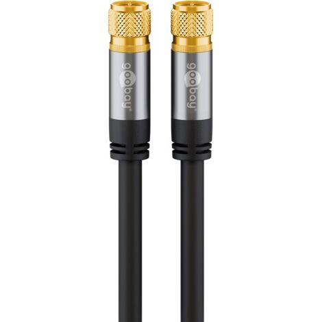 Goobay 70666 3 m Cable con Conector F de satélite para DVB-S Receptor, 75 Ohm, kabelinternet Modem, Router Negro