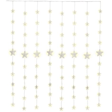 Goobay 80er LED-Sternenvorhang - mit Fernbedienung, Timer-Funktion, 8 Leuchtmodi, Dimmer und 31 V-Außentrafo, warm-weiß (3000 K)