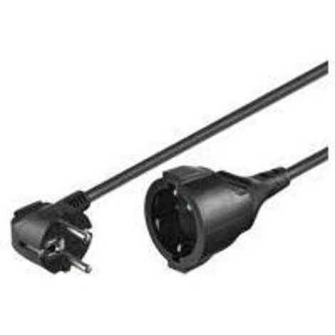 Goobay 93093 Cable alargador acodado de alimentación/enchufe con toma de tierra 250V contacto con tierra 3 metros Cable alargador de alimentación para interiores/negro / 3m