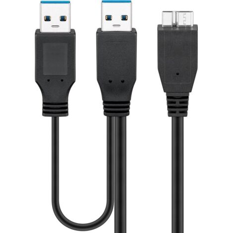 goobay 95746 - USB 3.0 Dual Power, Schwarz, 0,3 M