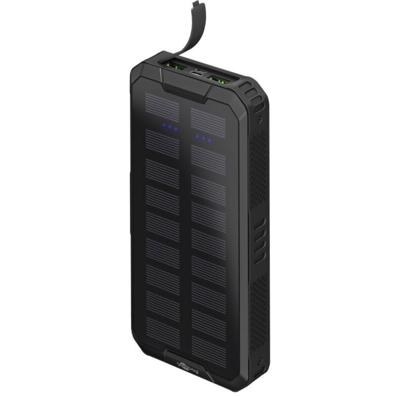 Batterie externe solaire 20000 mAh LiPo noir Affichage du statut, Extérieur - Goobay