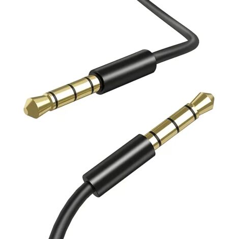Goobay Cable AUX, cable de audio, cable de conexión, cable de Jack, conector de 3,5 mm (4 pines, estéreo) 1 metro, negro (63826)