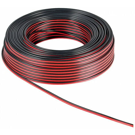 goobay Câble de Haut-Parleur rougenoir CCA Rouleau de 25 m, section de 2 x 1,5 mm² (67733)