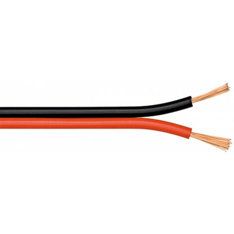 goobay Câble de Haut-parleur rougenoir CCA Rouleau de 50 m, section de 2 x 0,75 mm² (67731)